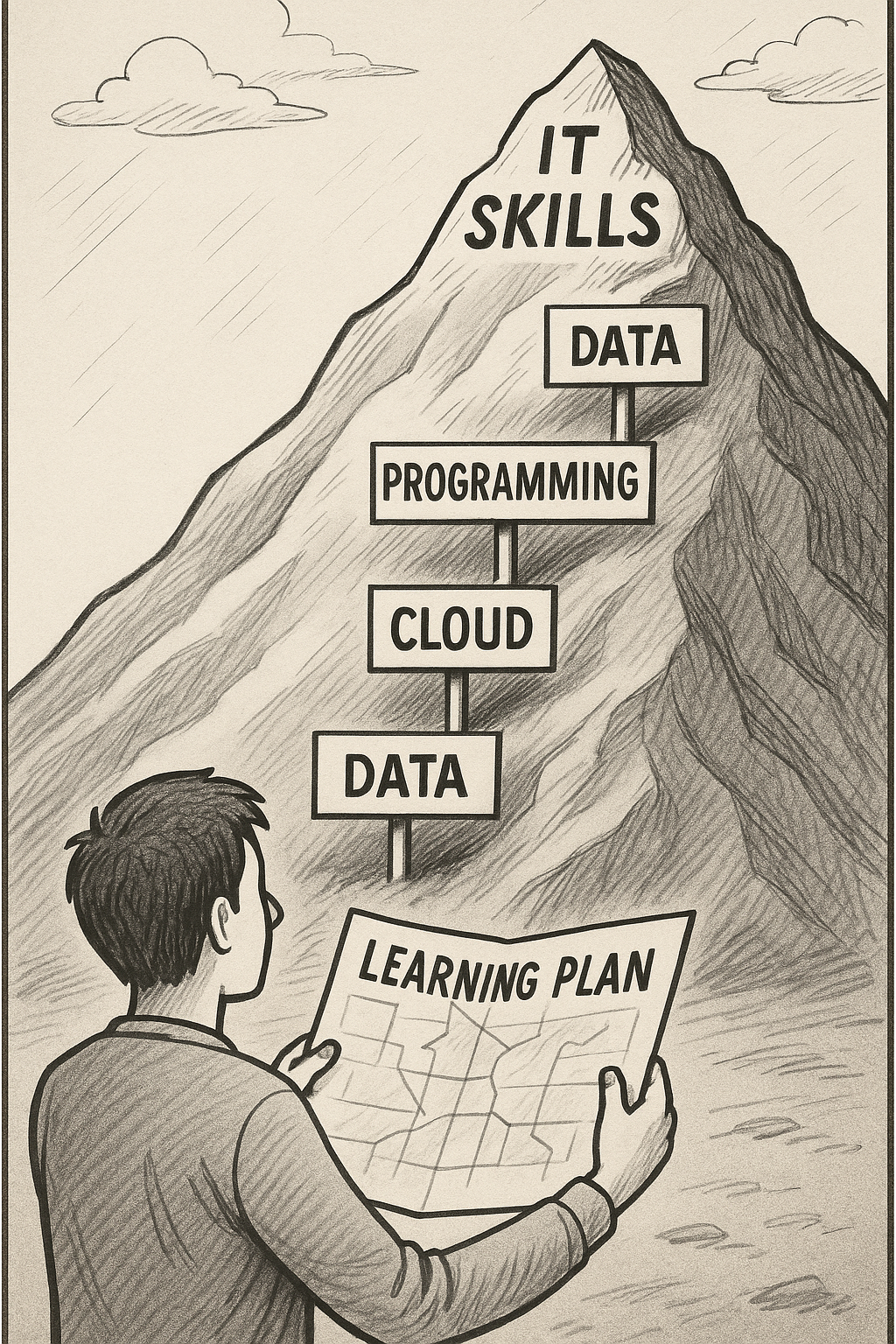20250523_1159_Climbing IT Knowledge Mountain_simple_compose_01jvyg4ctbecj8k8jvb1f2bvba