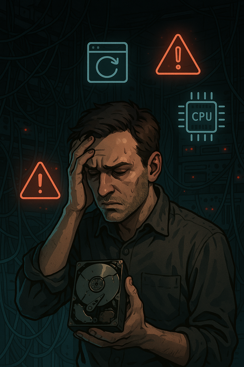 20250526_1204_Overwhelmed IT Crisis_simple_compose_01jw67j7zhe879fpxh9nkvdgbe
