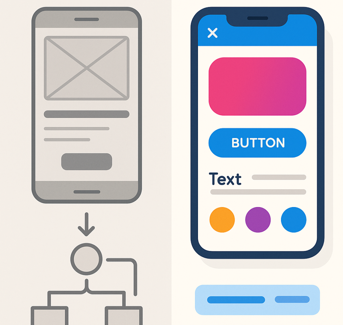 20250702_1508_UX vs UI Illustrated_simple_compose_01jz5tq44jf42rkqfd18qgx9vj