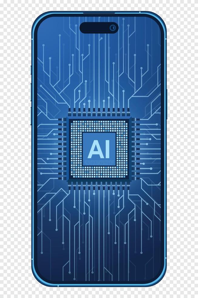 Smartphone affichant des icônes d’IA comme la reconnaissance faciale et la traduction en temps réel, illustrant l’usage des NPU.
